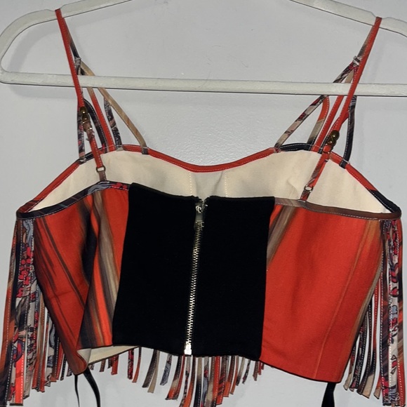 Bebe earthy colored fringe crop top size extra small. Great idea for costume! - Picture 5 of 12